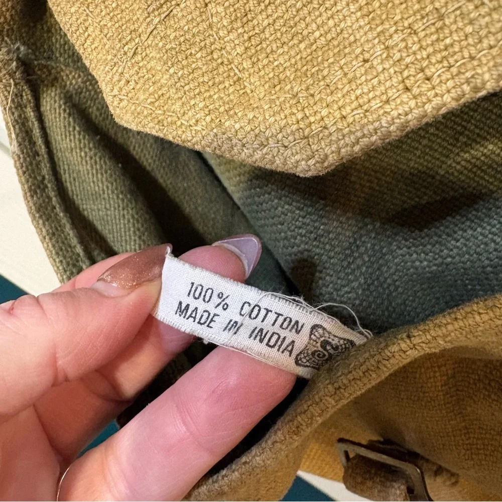 Vintage Military Style Khaki Canvas Messenger‎ Bag Field Satchel Crossbody India - Picture 6 of 7